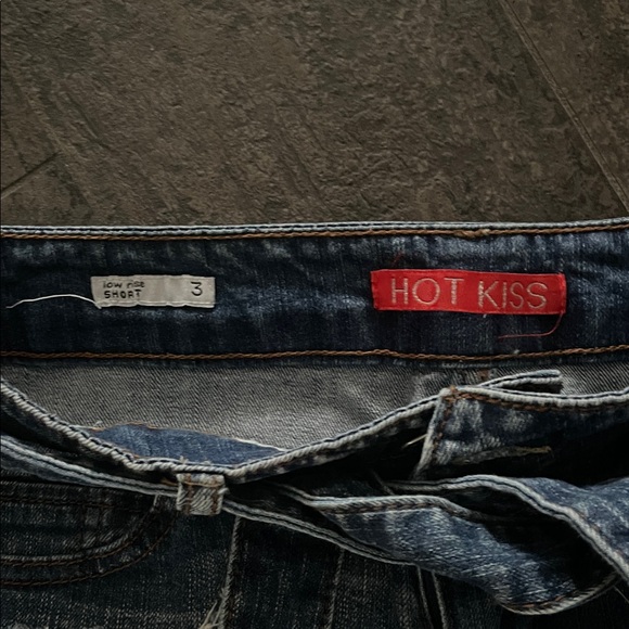 Hot Kiss Women's Tie-Waist Jean Shorts - Dark Blue - Picture 2 of 3